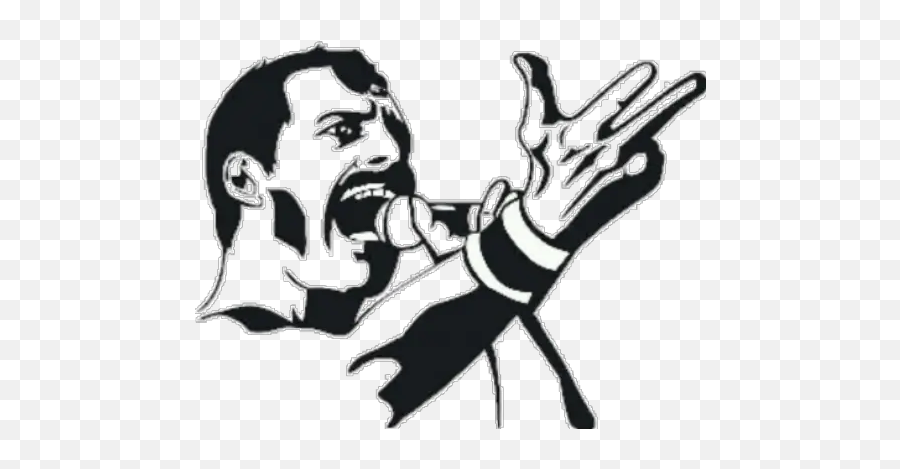 Blanco Y Negro Stickers Para Whatsapp - Freddie Mercury Queen Emoji,Emojis Whatsapp Blanco Y Negro