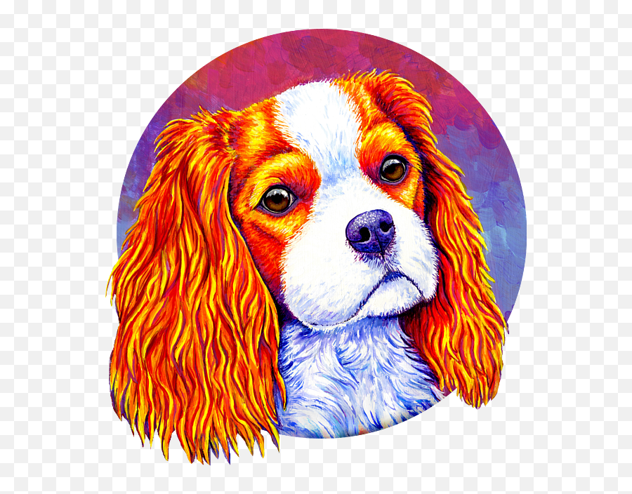 Colorful Cavalier King Charles Spaniel - Cavalier King Charles Spaniel Emoji,Cavalier King Charles Spaniel Sticker Emoji