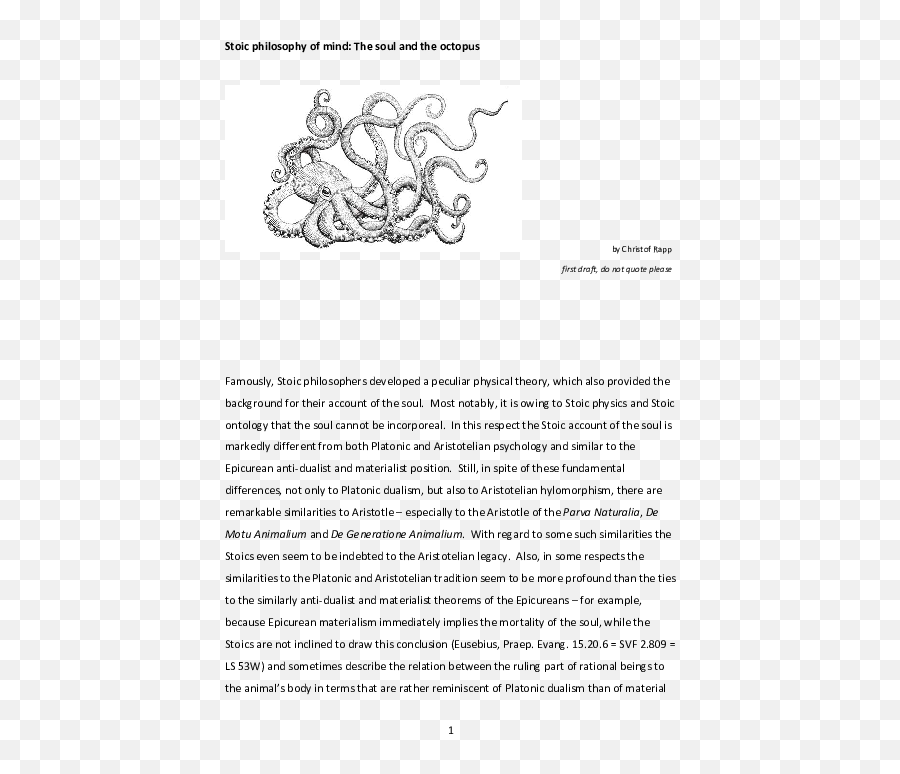 Pdf The Soul And The Octopus Stoic Philosophy Of Mind - Ink Emoji,Octopus Emotions