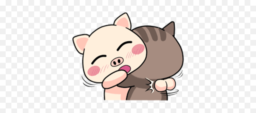 Pig And Cat Lovely Friend By Pham Binh Emoji,Giht Emoticon