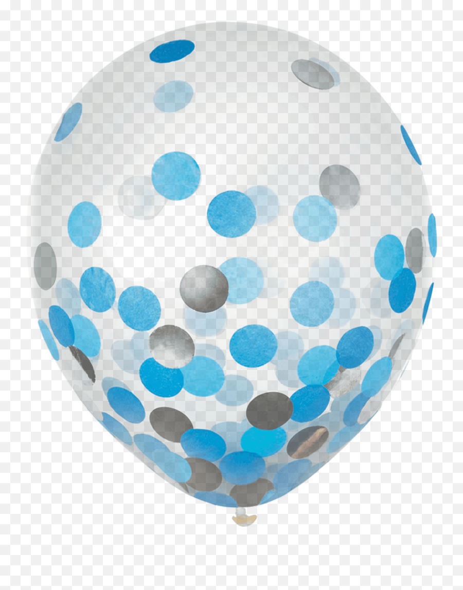 Blue U0026 Silver Confetti Filled Clear 12u2033 Latex Balloon Pack Of 6 Emoji,Conffetti Emoji