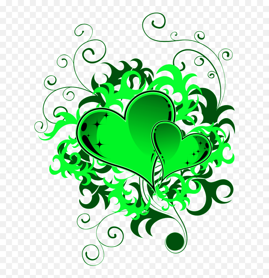 Mq Green Hearts Hearts Swirls Swirl - Background Clipart Decorative Emoji,Crown, Ring, Heart Emojis