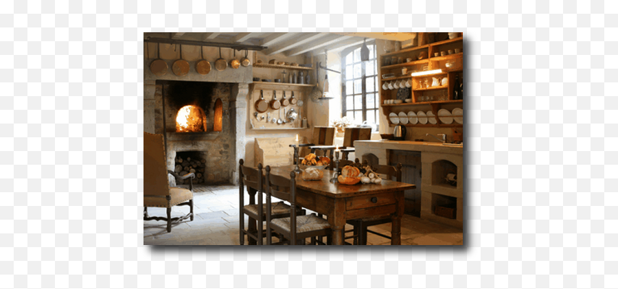 French Provence Style Interiors - Country Farmhouse Kitchen Fireplace Emoji,Country Corner Decorations & Emotions Clock