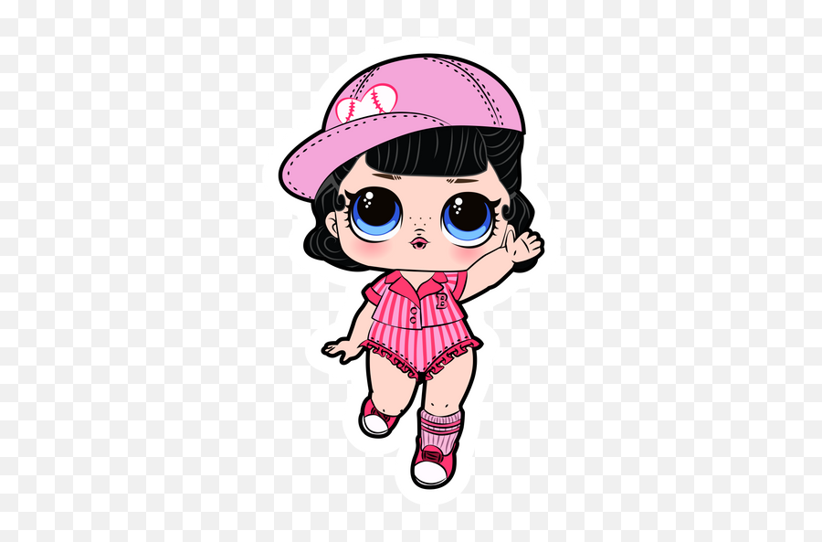 Lol Doll Baseball Cheerleader Sticker - Lol Short Stop Png Emoji,Emoji Club Tag Lol