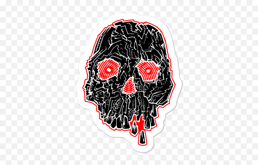 Hominoid Skull Stickers 001 Black Red - Son Of Witz Emoji,Weird Skull Emoji