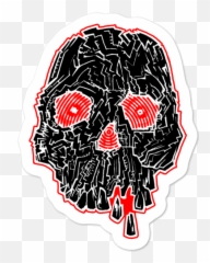 Hominoid Skull Stickers 001 Black Red - Son Of Witz Emoji,Weird Skull Emoji