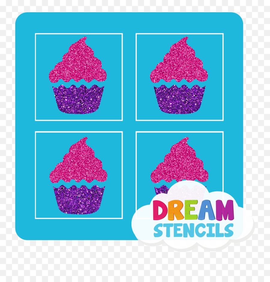 Mini 4 In 1 Cupcake Glitter Tattoo Stencil - Hp72 5pc Pack Stencil Emoji,Emoji Cake Supplies