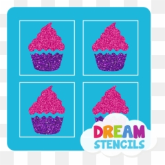Mini 4 In 1 Cupcake Glitter Tattoo Stencil - Hp72 5pc Pack Stencil Emoji,Emoji Cake Supplies