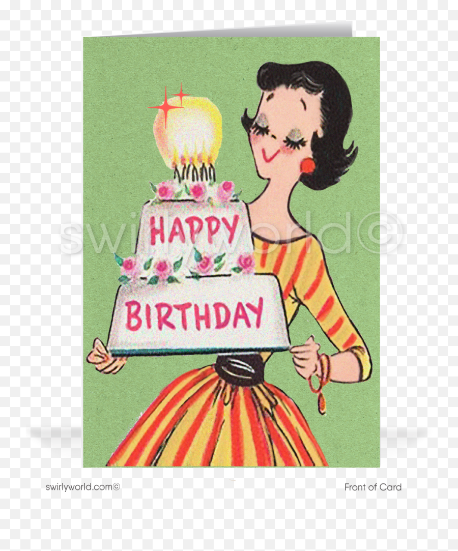 Retro Modern 1950s Happy Birthday - Happy Vintage Birthday Card Emoji,Adult Humor Happy Birthday Emoticon