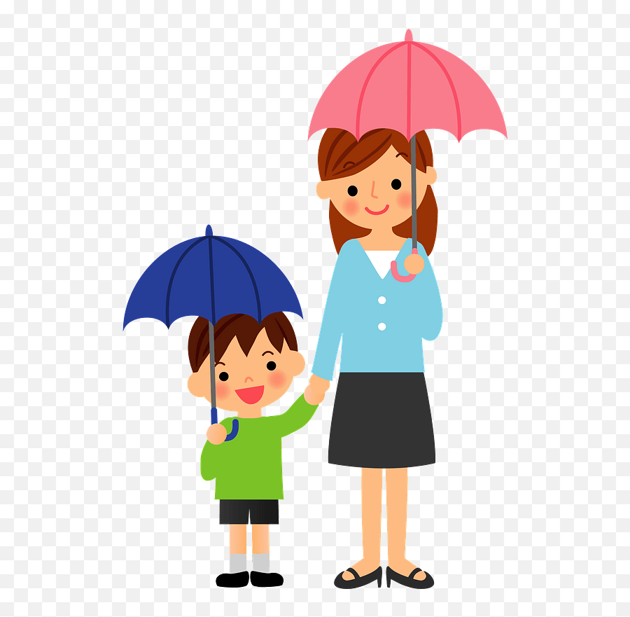 Mother And Son Are Using Umbrellas Clipart Free Download Emoji,Mom Kids Emoji