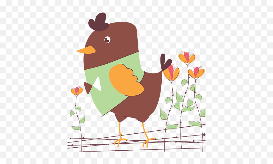 Dapper Brown Chicken In Field Of Flowers Adult Pull - Over Emoji,Throws Flowers Emoticon