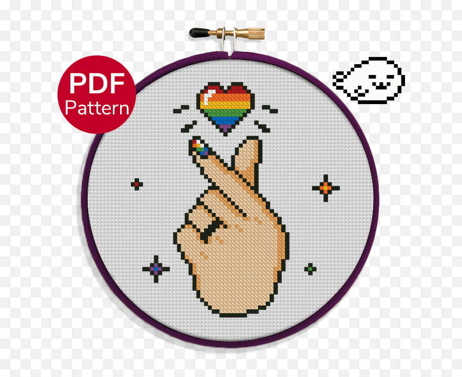 Korean Heart - Gay Pride Rainbow Flag Cross Stitch Pattern Emoji,Ukrainian Flag Emoji For Twitter