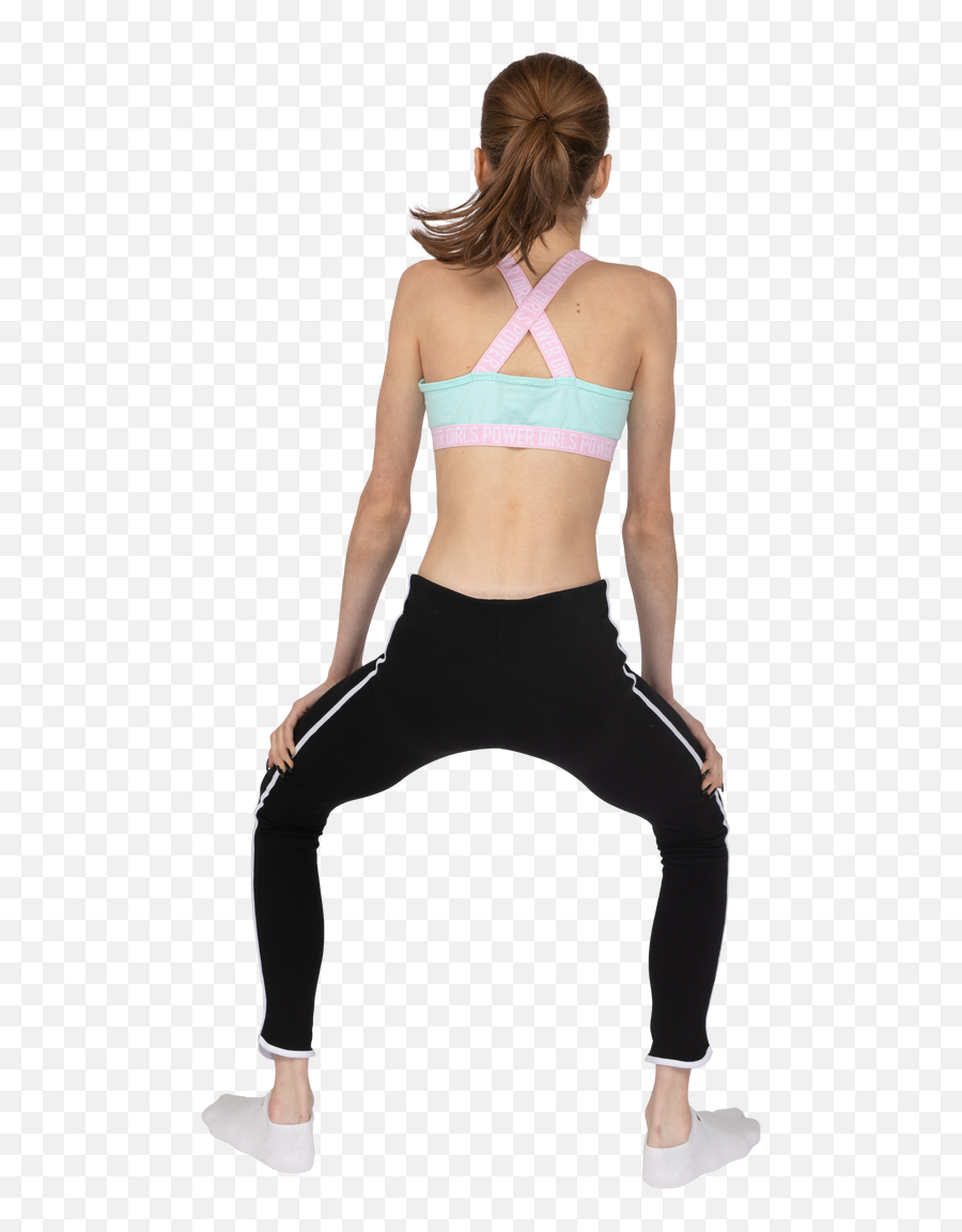 Back View Of A Teen Girl In Sportswear Squatting While Emoji,Kos Emoji