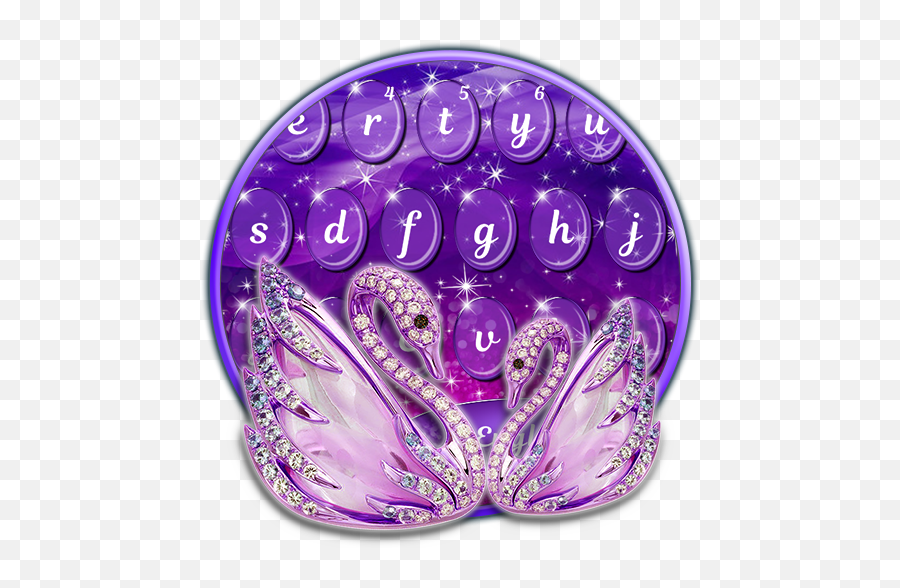 Purple Glittering Swan Keyboard U2013 Apps No Google Play - Girly Emoji,Emoticons Digitados