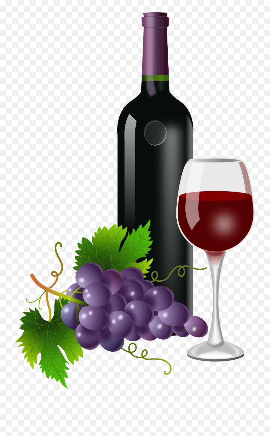 Purple Grapes Wine Bottle And Wine - Wine Bottle And Glass Clipart Emoji,Wine Bottle Emoji