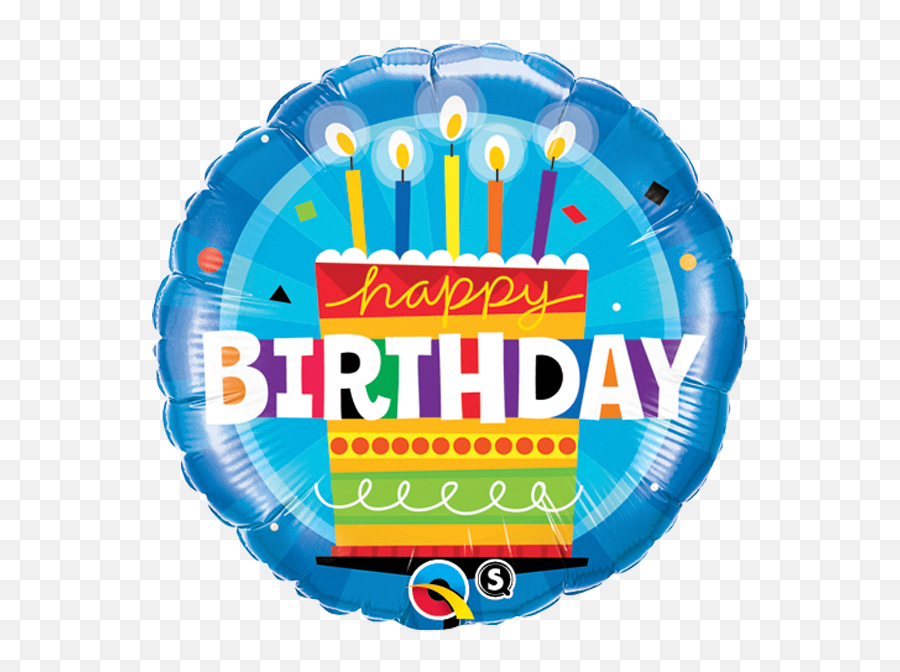 18 Happy Birthday Cake Blue Qualatex Foil Balloon U2014 Edu0027s - Happy Birthday Balloons And Rose Flowers Emoji,Purple Emoji Cake