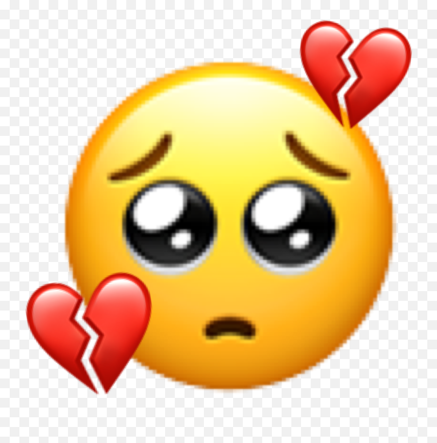 Depression Broken Heart Emoji Iphone - Pout Emoji With Hearts,Heartbreak Emoji