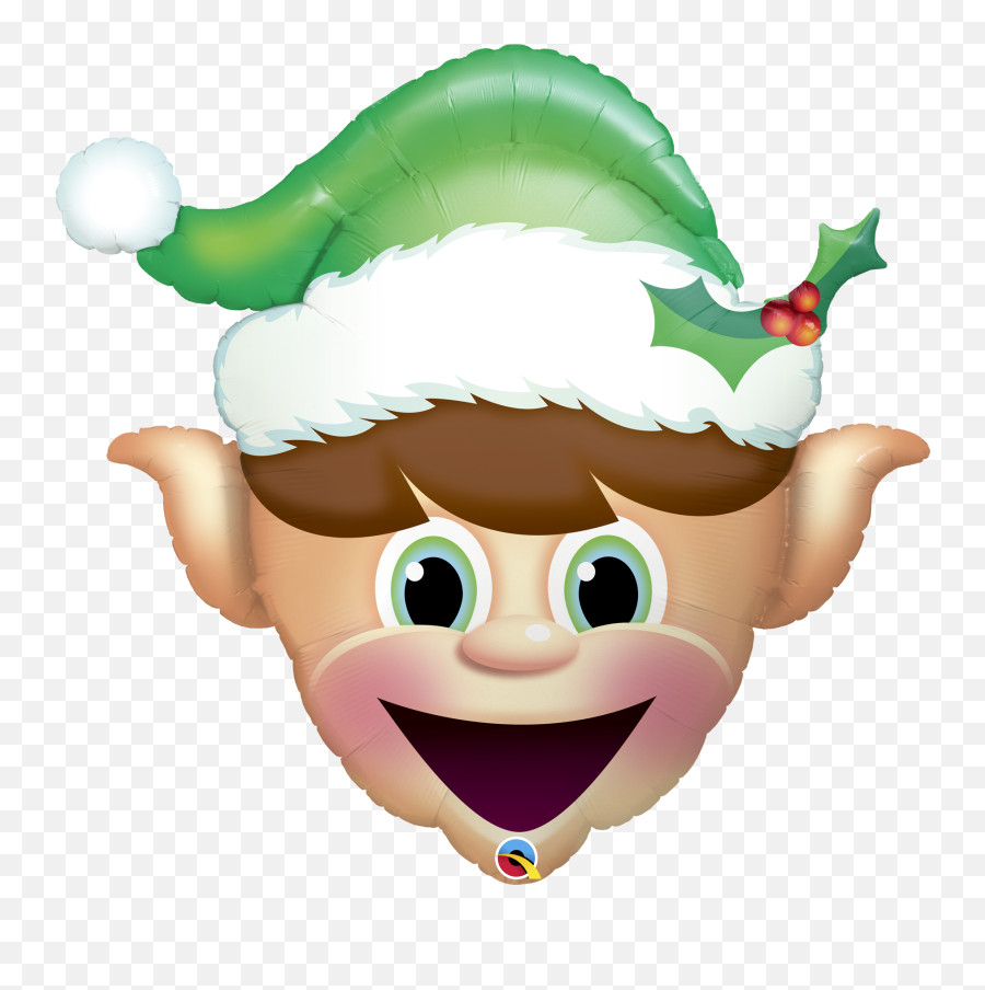 Elf Head Foil - Qualatex Christmas Foil Balloons Emoji,Deflated Emoji