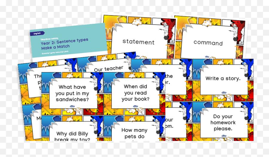 Year 2 Sentence Types Make A Match U2013 Ks1 Grammar Game Plazoom - Standard English Vs Non Standard English Emoji,Emotion Bingo