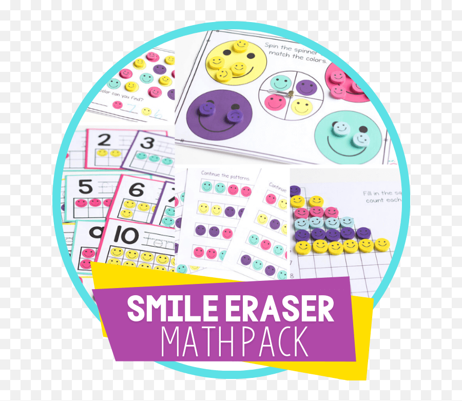 Smiley Face Mini Eraser Activity Pack For Preschoolers - Dot Emoji,Dinosaur Smiley Face Emoticon