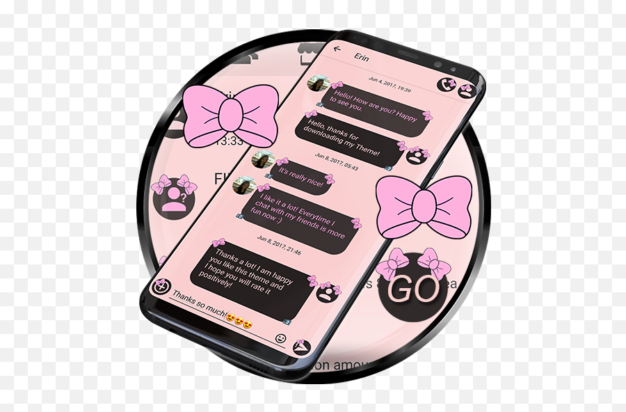 Sms Theme Ribbon Pink Cute Text Messages Chat 10 Apk - Smartphone Emoji,Go Sms Emojis