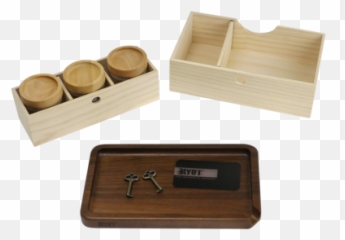 Ryot Lock - R Box With Walnut Rolling Tray And 3 Storage Jars Solid Emoji,Walnut Emoji