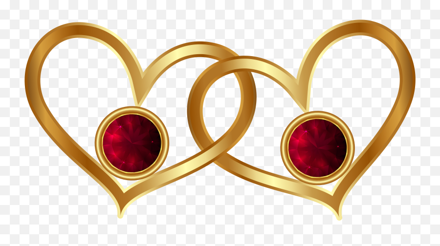 Golden Hearts With Red Diamonds Png Clipart - Golden Hearts Transparent Background Emoji,Golden Heart Emoji