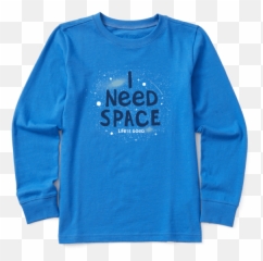 Need Space Long Sleeve Crusher Tee - Long Sleeve Emoji,Kids Emoji Pjs