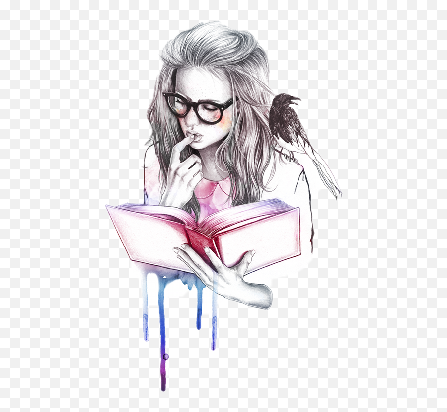 Book Sticker Challenge On Picsart - Sketch A Girl Reading A Book Emoji,Nerd Girl Emoji Reading