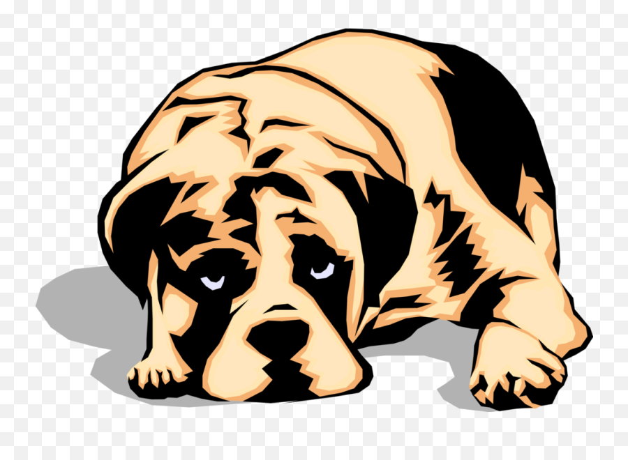 Download Vector Illustration Of Sad Looking Family Pet Puppy - Cartoon Dog Lying Down Emoji,Puppy Eyes Emoji