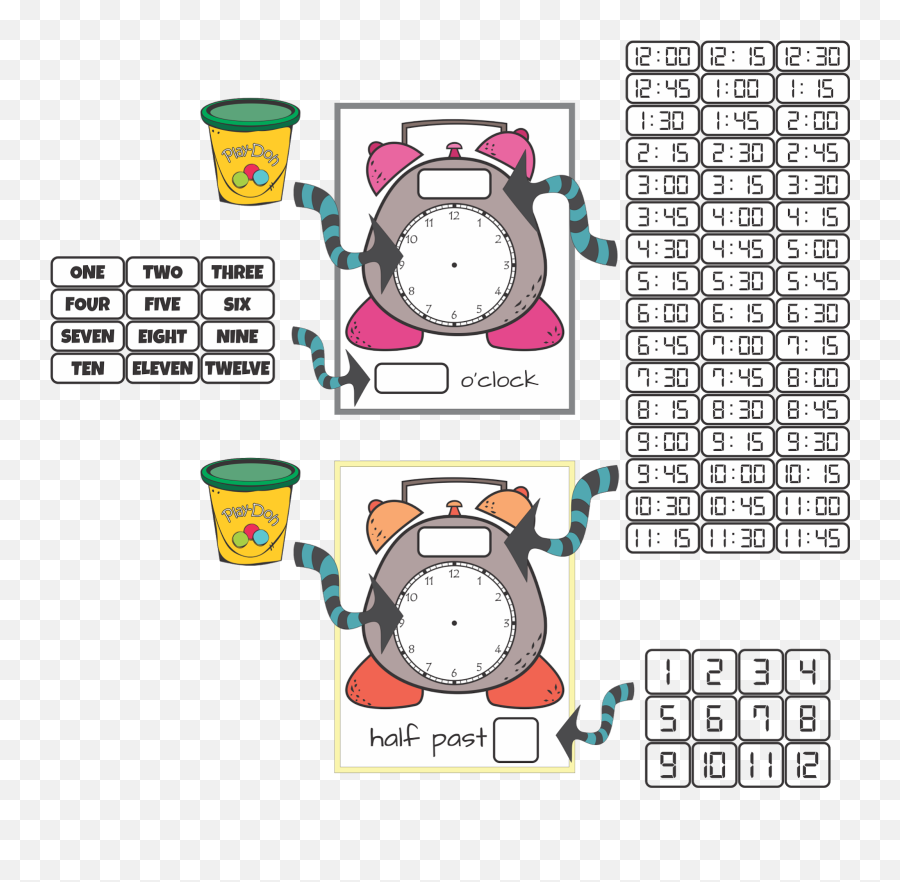 Km Classroom Telling Time By The Hour Half - Hour Quarter Emoji,Free Emotions Playdough Mat Template