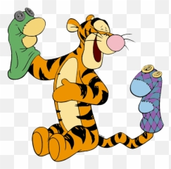 Tigger Playing With Sock Puppets - Tigger With Sock Puppets Tigger Cute Emoji,Tigger Emoji