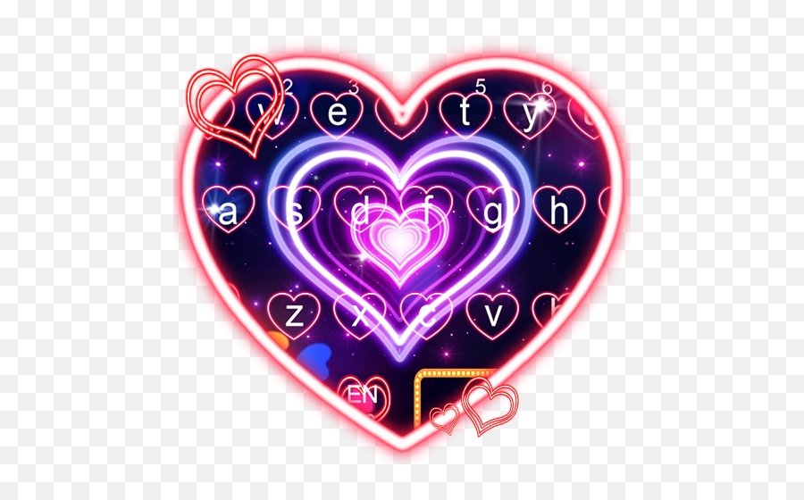 3d Giltter Neon Hearts Keyboard - Girly Emoji,Husker Emoji