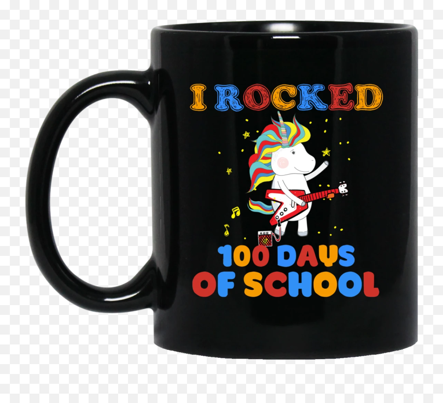 I Rocked 100 Days Of School Cool Unicorn Guitar Player Mug - Harry Potter Mug Silhouette Emoji,Farting Unicorn Emoticon