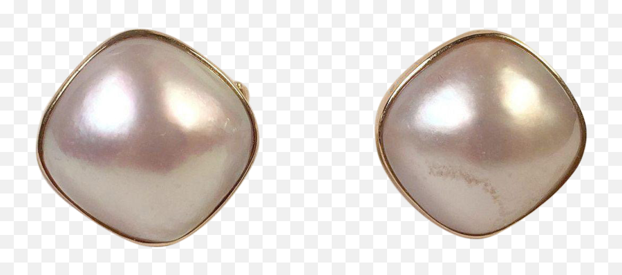 12k Yellow Gold Mabe Pearl Pierced Earrings Omega Clips - Solid Emoji,Emoji Earrings