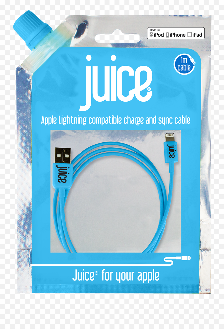 Juice Usb - Lightning Connector Cable Aqua 1 Mtr Portable Emoji,Emoji Car Plug Battery