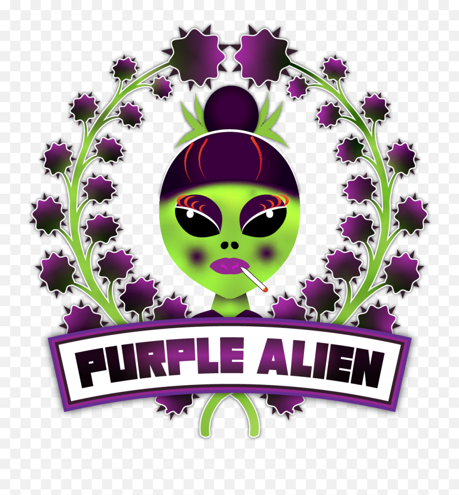 Purple Alien Cannabis Strain Characterlogo On Behance Emoji,Purple Alien Emoji