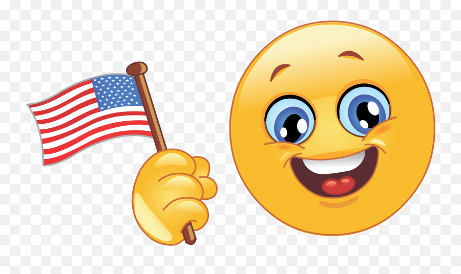 Waving American Flag Emoji Decal - Emoji With American Flag,Waving Emoji