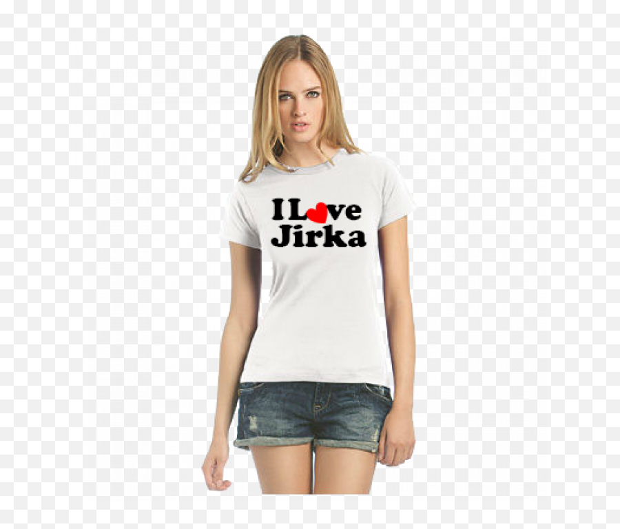 White Women T - Shirt I Love With Imprinted Own Text Jean Shorts Emoji,Emoji T Shirts Women