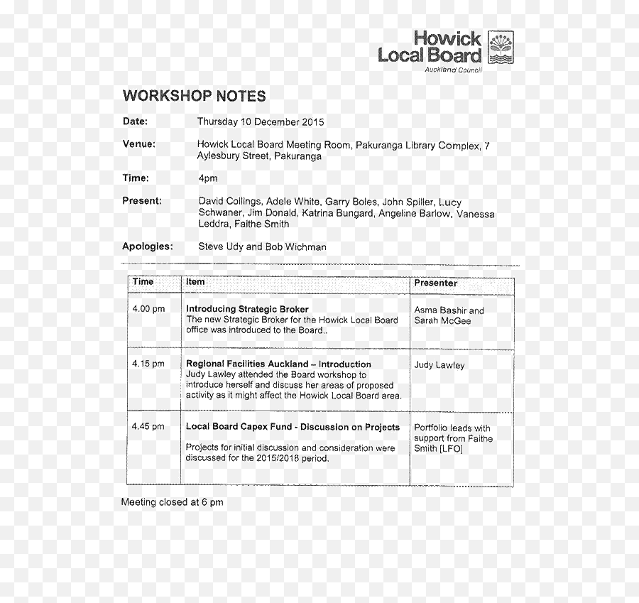 Agenda Of Howick Local Board - 15 February 2016 Howick Local Board Emoji,Emoji Alion