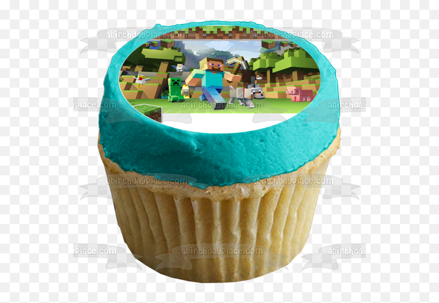 Minecraft Steve Personalized Edible - Among Us Cupcakes Blue Emoji,Minecraft Birthday Steve Emoji