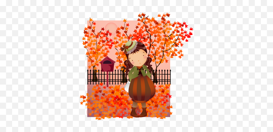Kids Autumn Walk Wall Sticker - Infantil Imagenes Del Otoño Emoji,Walking Girl Emoji