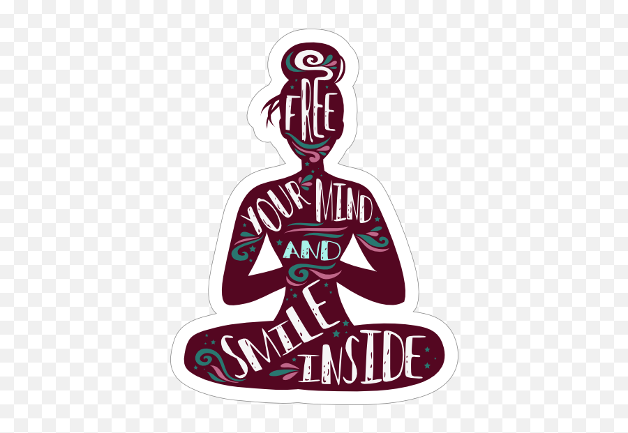 Free Your Mind And Smile Inside Yoga Sticker Emoji,Peaceful Smile Emoji