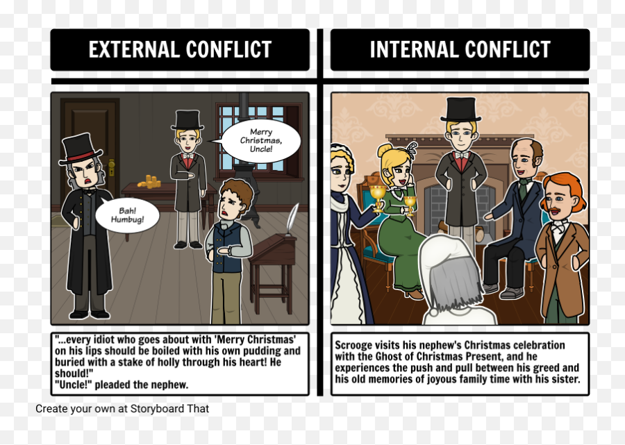 Literary Conflict In A Christmas Carol - Man Vs Man A Christmas Carol Emoji,Internal Emotion Problems Cartoon