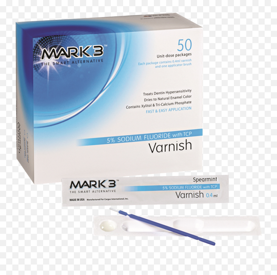 Mark3 Varnish 5 Sodium Fluoride W Tcp Box Of 50 Spearmint - Sodium Fluoride Gel Varnish Emoji,Emoji Stickers And Candy Box 36ct