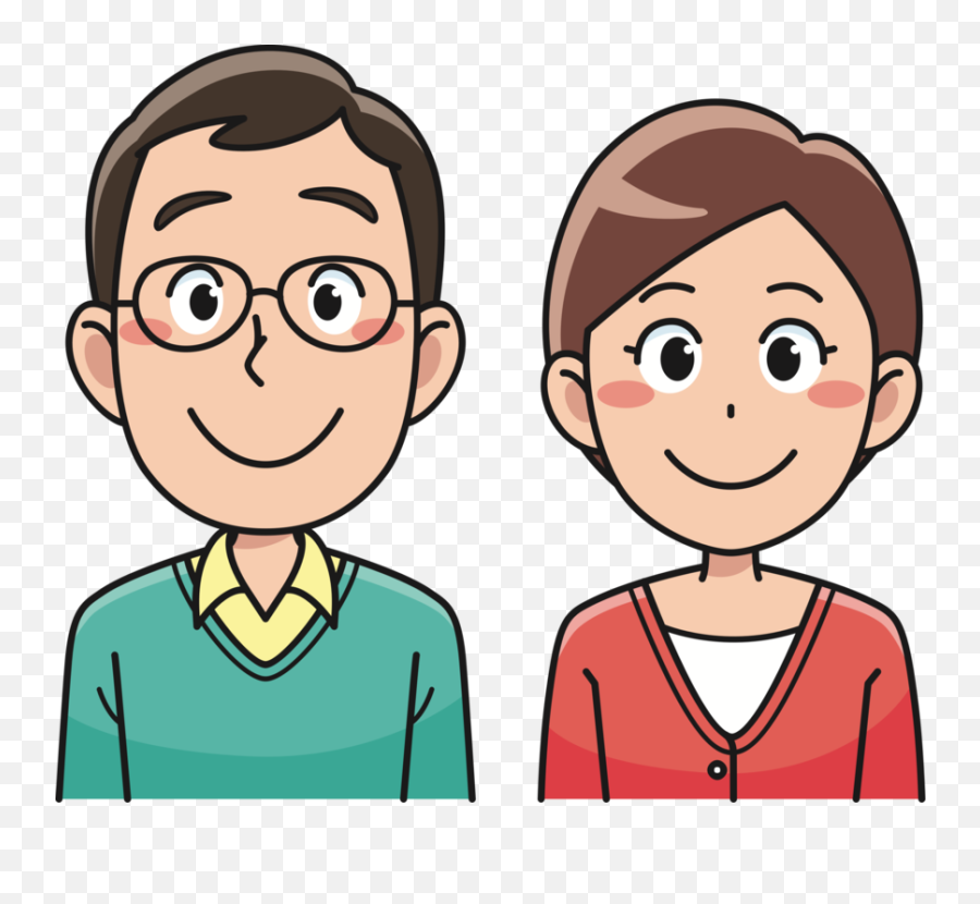 Middle Age Couple Cartoon Clipart - Husband And Wife Clipart Png Emoji,Facial Expressions And Emotions Cartoons