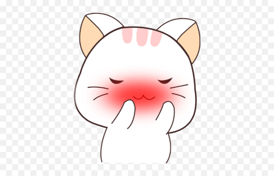 Cute Kawaii Soft Uwu White Cat Sticker - Dot Emoji,Blushing Cat Emoji