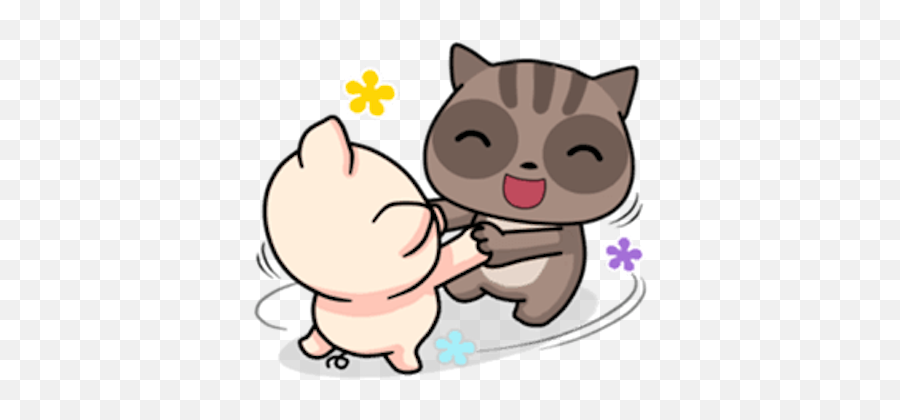 Pig And Cat Lovely Friend By Pham Binh Emoji,Giht Emoticon