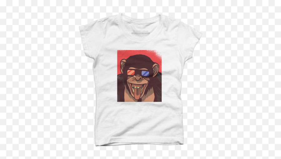 White Monkey Girlu0027s T - Shirts Design By Humans Emoji,Fake Moustache And Glasses Emoji