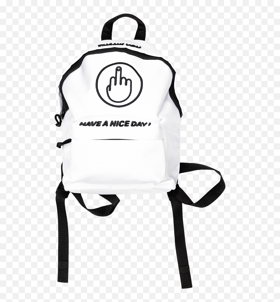 Vetements Small U0027u0027have A Nice Dayu0027u0027 Backpack U0027white - Hiking Equipment Emoji,Emoticon Black And Whit